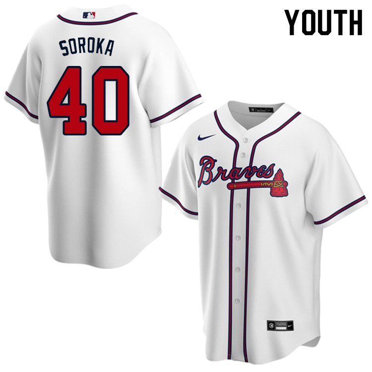 Nike Youth #40 Mike Soroka Atlanta Braves Baseball Jerseys Sale-White